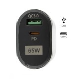 Αντάπτορας Τοίχου USB & USB Type-C 65W 5V Super Fast Charge 3.0 BK385-GaN White 1